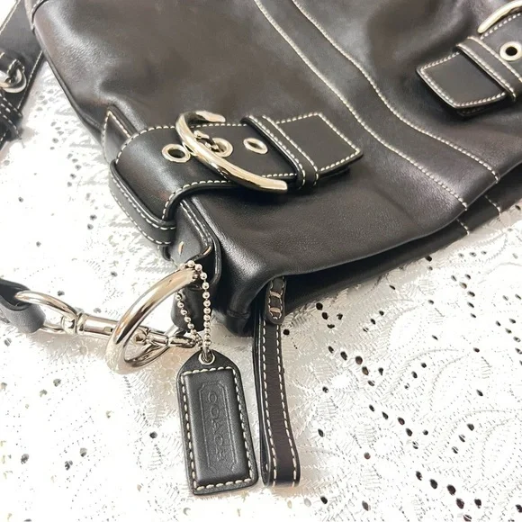 Vintage COACH Soho Slim Shoulder Bag Blk soft Leather #1452 like new - Picture 7 of 9